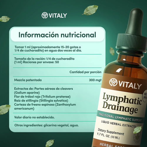 Gotas Drenaje Linfático Natural | Apoyo al Sistema Linfático | Trébol Rojo, Equinácea y Cleavers | 50ml