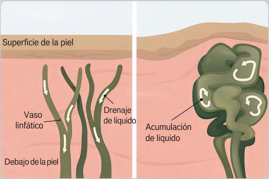 Acumulación de líquido en los tejidos cuando el sistema linfático no drena